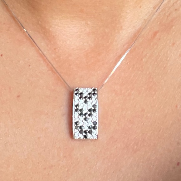 Dual sided cz paved stones mixed color rectangular pendant - Picture 7 of 16